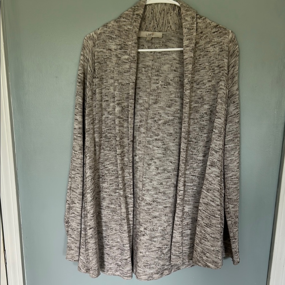 LOFT Gray Cardigan Sweater Soft Knit